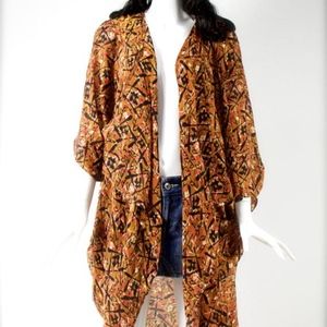 VTG 70's India Hand Blocked Silk Kimono Duster